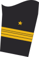 Dienstgradabzeichen eines Fregattenkapitäns (Truppendienst) auf dem Unterärmel der Jacke des Dienstanzuges für Marineuniformträger