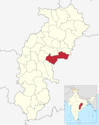 मानचित्र जिसमें महासमुन्द ज़िला Mahasamund district हाइलाइटेड है