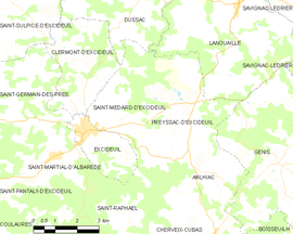 Mapa obce Saint-Médard-d’Excideuil
