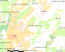 Mapa obce Saint-Privat-des-Vieux