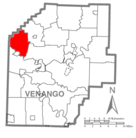 Map of Venango County, Pennsylvania highlighting Canal Township