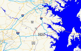 Route on Maryland Route 3 Highlighted In Red Route Information Maintained By