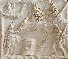 Reverse of the bas-relief: the mithraic banquet