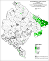 Поширеність боснійської мови у Чорногорії за поселеннями (2011)