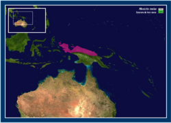 Mapa de distribución de Myoictis melas