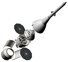 Orion CEV design as of 2009 Orion spacecraft launch configuration (2009 revision).jpg