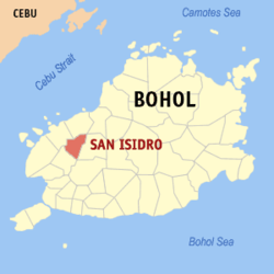 Map of Bohol with San Isidro highlighted