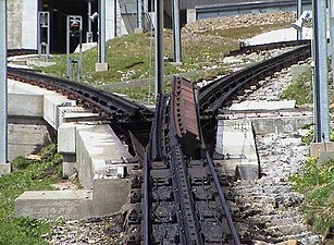 A turnout consisting of a bridge that rotates about its lengthwise axle