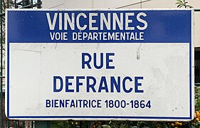 Plaque Rue Defrance.