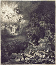 Рембрандт ван Рейн - Ангел, являющийся пастырям.jpg
