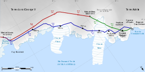 Carte des trajets du « groupe de l'est lointain ».