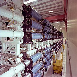 In 1977 the completion of the Shiva laser at LLNL ushered in a new field of big science: laser fusion. Shiva amplifier chains.jpg