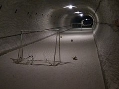 Football pitch in Soledar salt mine