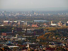 A view over Tameside, towards Manchester city centre. Stalybridge towards Manchester.jpg