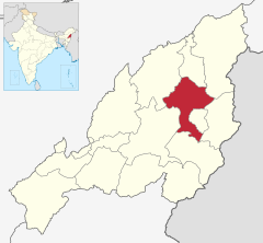 Localizacion del districte de Tuensang en Nagaland, avant la creacion del districte de Noklak