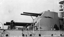 The superimposed secondary battery of 8-inch guns aboard USS Georgia that influenced the design of the King Edward VII class USS Georgia turret.tiff