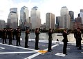 As seen from on board the United States Navy amphibious transport dock ship, the USS New York (LPD-21), in November 2009