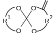 Structural formula of an unsaturated spiro orthocarbonate. This kind of monomer is used as expanding monomer.
