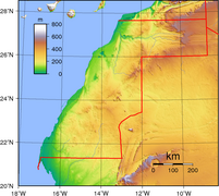 Гіпсометрична карта Західної Сахари
