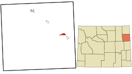 Location in Weston County and the state of Wyoming.