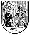 Historisches Wappen Bistrau (nach Siebmacher von 1883: in Rot ein Jäger mit blauem Rock)