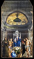 喬瓦尼·貝利尼的《聖約伯堂祭壇畫（英语：San Giobbe Altarpiece）》，471 × 292cm，約作於1478－1488年，1815年始藏[10]