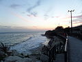 Wooden piers on the coastline