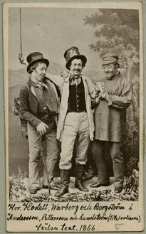 Frans Hodell, August Warberg och Gustaf Bergström som Andersson, Pettersson och Lundström, Södra Teatern 1865.