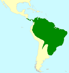 Área de ocorrência da espécie (em verde)