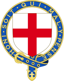Arms of the Order of the Garter to which Savage was appointed in 1488