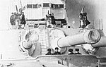 Battleship Marat's 12-inch bow triple gun turret. Three Pattern 1914/15 guns are on the turret roof.