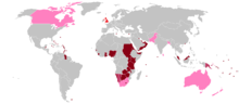 Commonwealth realms at the beginning of Queen Elizabeth II's reign

United Kingdom
Colonies, protectorates and mandates
Dominions/realms British Empire in February 1952.png