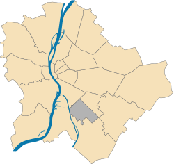 Расположение района XX в Будапеште (показано серым цветом)
