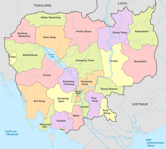 Камбоджа, административные единицы - de - color, 2013.svg