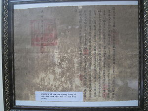 Chiếu chỉ dịch thuật chữ Hán sang chữ Nôm của Hoàng đế Quang Trung.