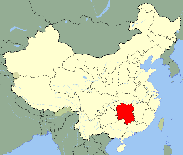 Hunan bu haritada renklendirilmiştir.