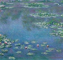 During the last thirty years of his life, the main focus of Claude Monet's artistic production was a series of about 250 oil paintings depicting the lily pond in his flower garden. Claude Monet - Water Lilies - 1906, Ryerson.jpg