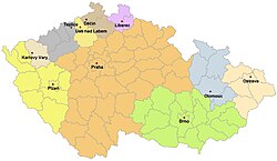 Židovské náboženské obce sdružené pod Federací židovských obcí v ČR a jejich působnost v rámci Česka, 2008