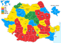 Distribución geográfica de los votos del Parlamento Europeo por condados, residencias de condados y en la diáspora