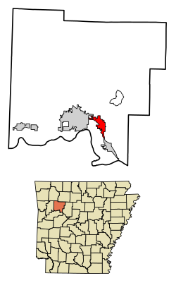 アーカンソー州、ジョンソン郡におけるラマーの位置