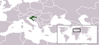 Mapa pokazuje poziciju Hrvatske u svetu i Evropi.