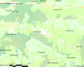 Mapa obce Valgorge