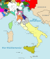 Carte des États en Italie en 1402 à la mort du duc de Milan Jean Galéas Visconti.
