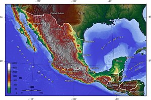 An enlargeable topographic map of Mexico