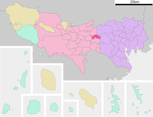 Lage Musashinos in der Präfektur
