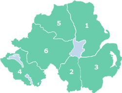 Мапа Північної Ірландії з пронумерованими графствами