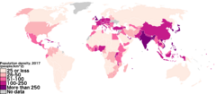 Map of population density by country, per square kilometer Population 2017 test.png