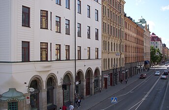 Rosendal större till vänster med vy från Hornsgatan västerut.