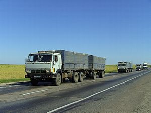 Kamaz-trucks with a full-trailer in Volgograd ...