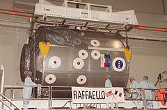 STS-100 MPLM Raffaello is moved to the payload canister.jpg